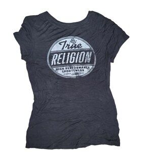 True Religion High Performance Sportswear Tee Size Large Black burn out tee